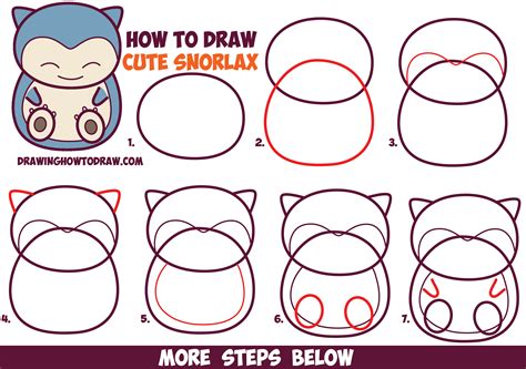 How To Draw Cute Snorlax Chibi Kawaii From Pokemon In Easy Step By