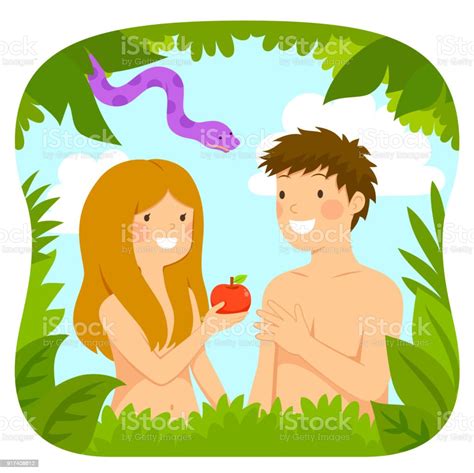 Cartoon Adam And Eve Stock Illustration Download Image Now Istock
