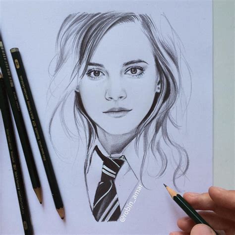 Emma Watson Hermione Granger Harry Potter Drawing Dramione Fan Art My