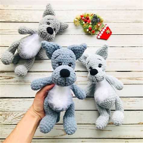 Stuffed Wolf Pup Toy Plush Wolf For Baby Plush Grey Wolf Etsy