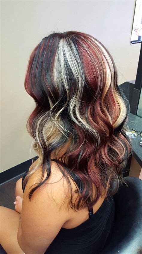 red highlights ideas for blonde brown and black hair de0