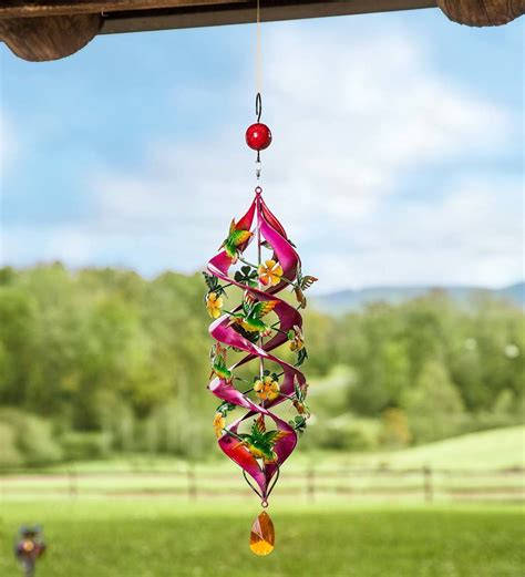 Metal Hummingbird Hanging Helix Spinner Wind And Weather