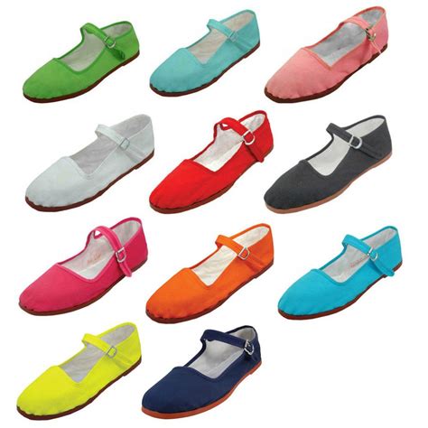Womens Cotton Mary Jane Shoes Flat Slip On Ballet Sandals Colors Sizes
