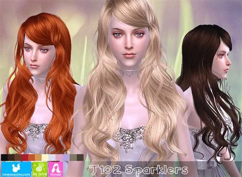 Newsea J102 Sparklers Hair Sims 4 Hairs