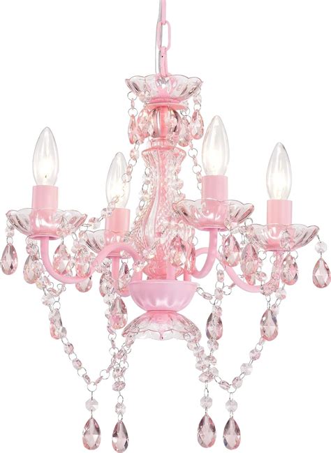 Mini Chandeliers With Acrylic Crystals Pink Chandelier 4 Light Modern