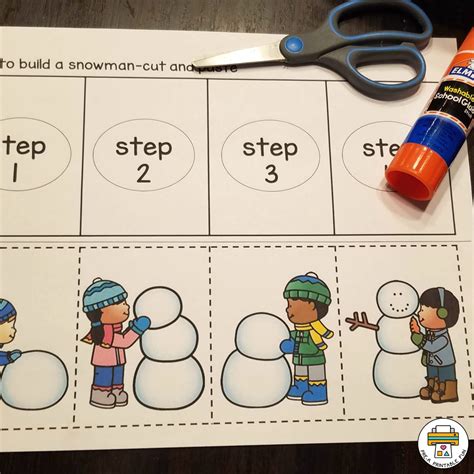 Snowman And Snowflake Cut And Paste Activities Pre K Printable Fun