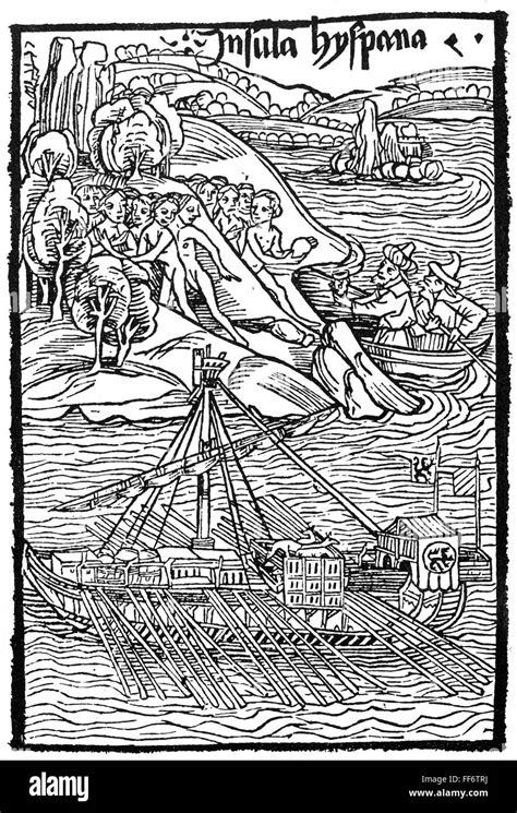 Columbus Hispaniola 1492 Nchristopher Columbus Trading With The