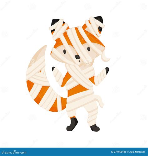 Cute And Spooky Halloween Fox In Mummy Costume Stock Vector Illustration Of Scary Mummy