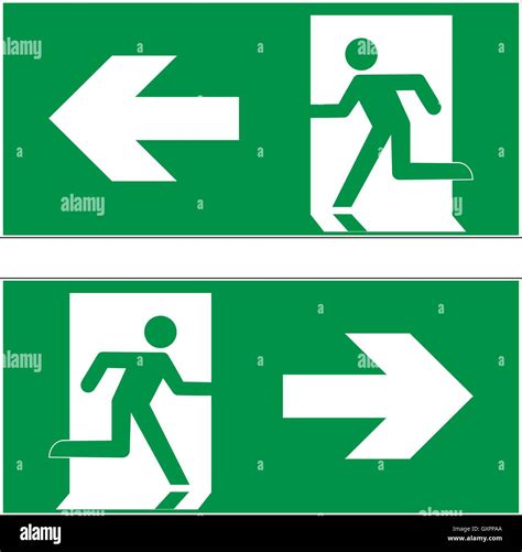 Emergency Exit Left Emergency Exit Right Escape Route Signs Vector