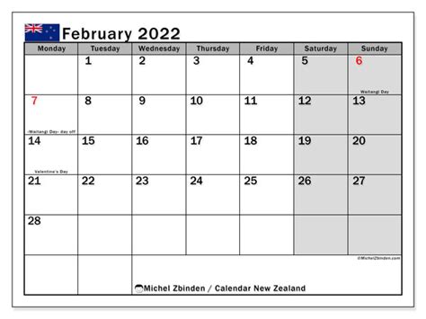 2022 Year At A Glance Calendar With New Zealand Holidays Free Printable