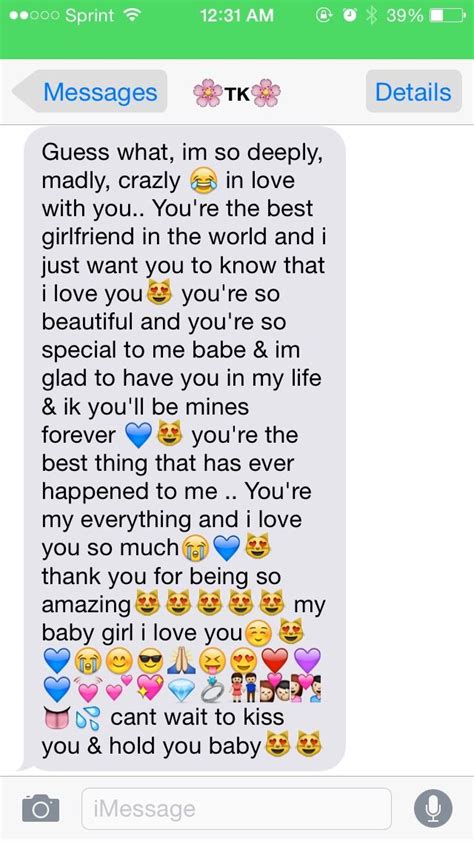Sometimes all she wants is a sweet text that will make her smile. I am deeply in love with you💖💖 | Relationship texts, Cute ...