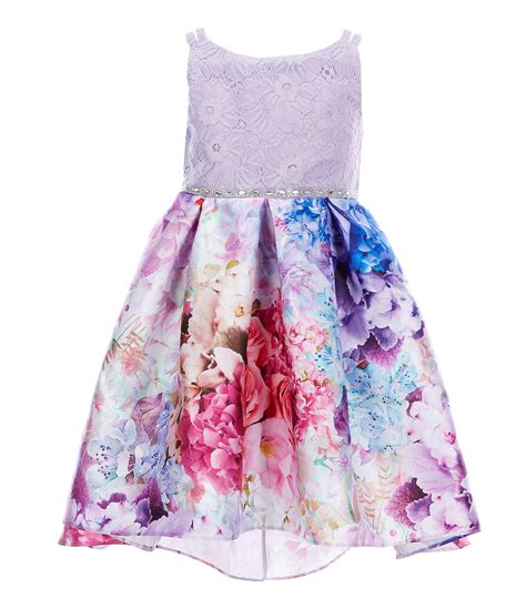 Rare Editions Little Girls 2t 6x Sleeveless Lacefloral Mikado Fit And