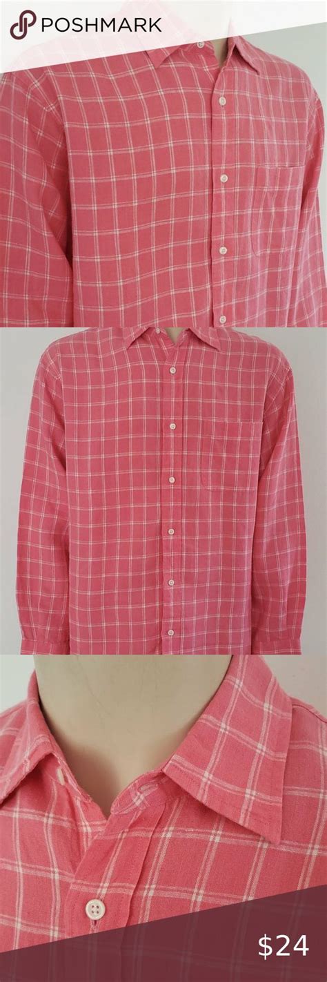 Henry Cottons Men S Hot Pink White Linen Shirt L White Linen Shirt