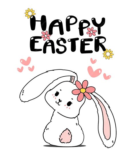 Cute Spring Bunny Easter Happy Easter Ilustración De Dibujo De Doodle