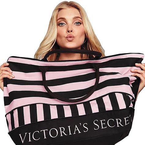 Victorias Secret Pink And Black Stripe Limited Edition Expandable Duffel