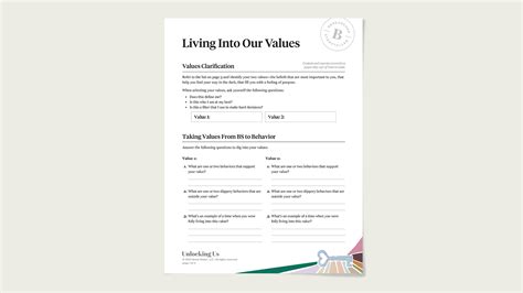 Brene Brown Identifying Core Values Worksheet