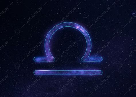 Libra astrological sign in night sky with beautiful sky: Stock Photo