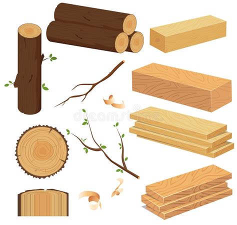 Timber Wood Set Stock Vector Illustration Of Firewood 182028666