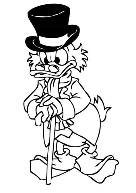 Scrooge Mcduck Thinking Hard Coloring Page : Kids Play Color