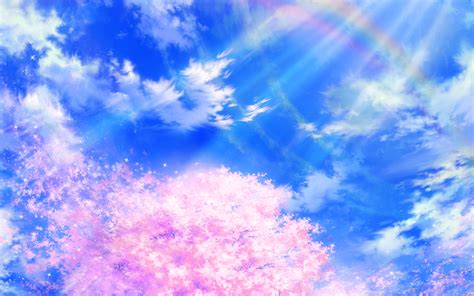 Bd76 Anime Sky Cloud Spring Art Illustration Blue Wallpaper