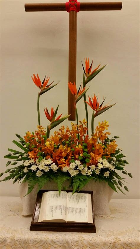 Flower arrangements (flower arrangement) a decorative arrangement of flowers floristry is the general term used to describe the professional floral trade. Chapel Hall 2016 | Tropical flower arrangements, Church ...