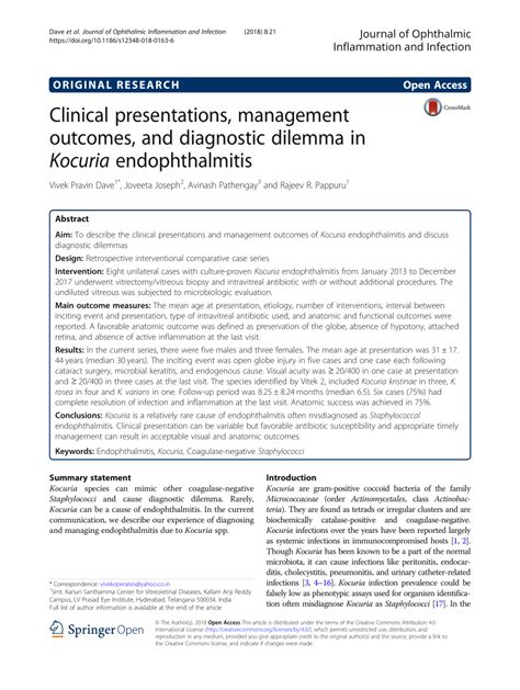 Pdf Clinical Presentations Management Outcomes And Diagnostic