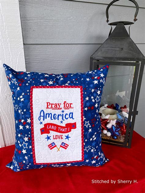 Pray For America Pillow 7×11 · Omas Place Machine Embroidery Designs