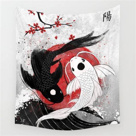 Koi Fish Yin Yang Wall Tapestry By Rubyartwork Society6artist Koi