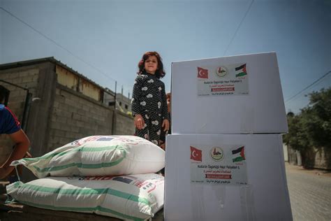 Gaza City Gaza May 03 Boxes Of Food Aid Are Seen As Turkey Started