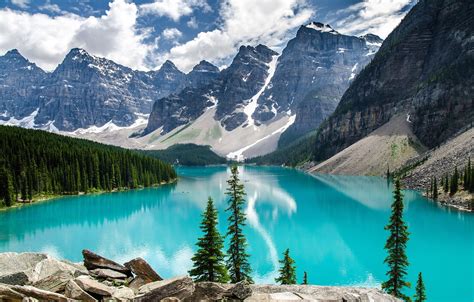 Wallpaper Forest Mountains Lake View Beauty Alberta Canada Images