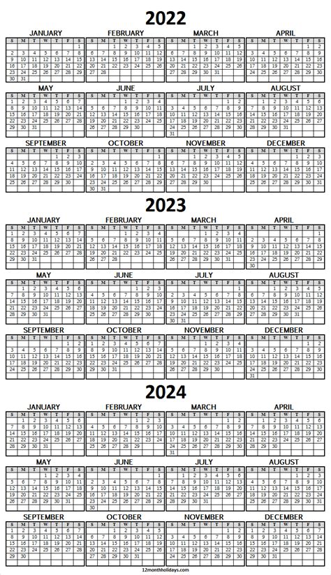 2022 To 2024 Calendar Template Printable Calendar Template