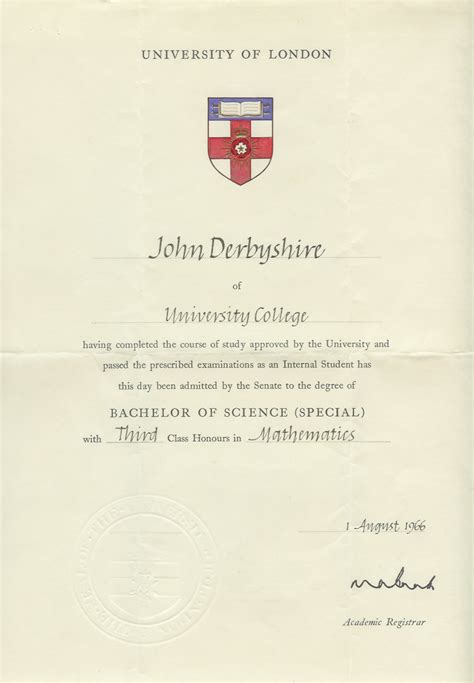 College University University College London Degree Certificates