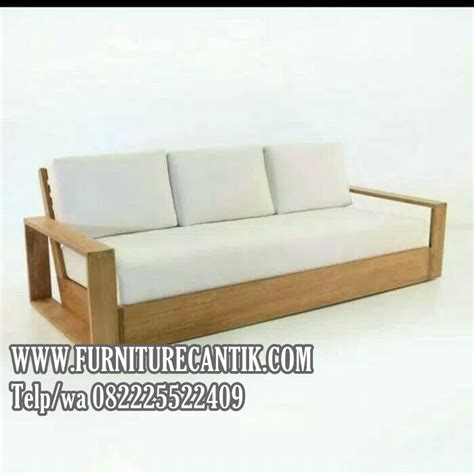 Kursi Sofa Jati Minimalis Bantalan Putih Toko Furniture Cantik Jepara