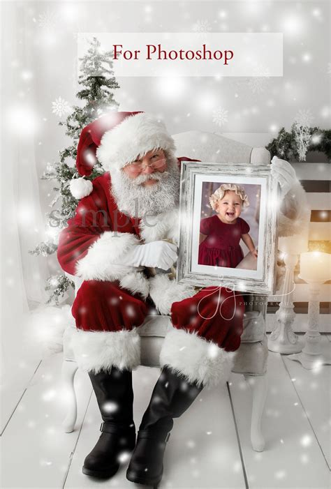 Santa Photoshop Template And Png Holding Portrait Frame Etsy Nederland