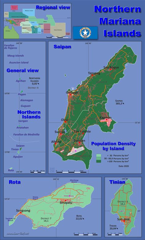 Northern Mariana Islands Country Data Links And Map By Administrative