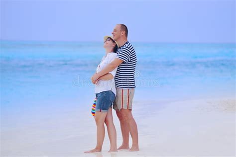 Happy Young Couple Have Fun On Beach Stock Image Image Of Female