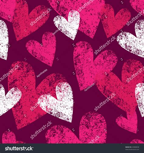 Seamless Pattern With Grunge Hearts Stock Vector Illustration 43808038