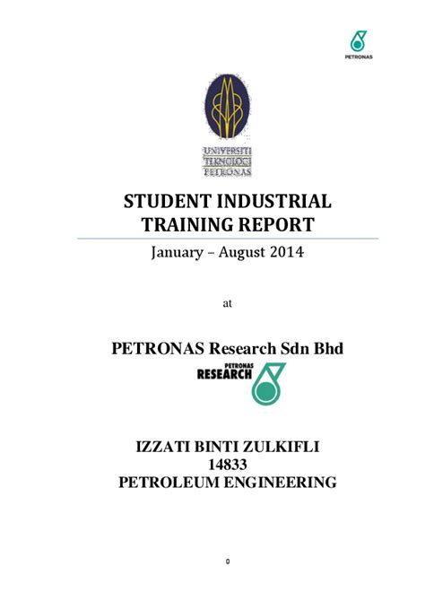 Industrial training report cover page (see the example 1) table of contents (see the example 2) only starting page numbers should be included. (DOC) Student Industrial Training Report Izzati | zatie ...