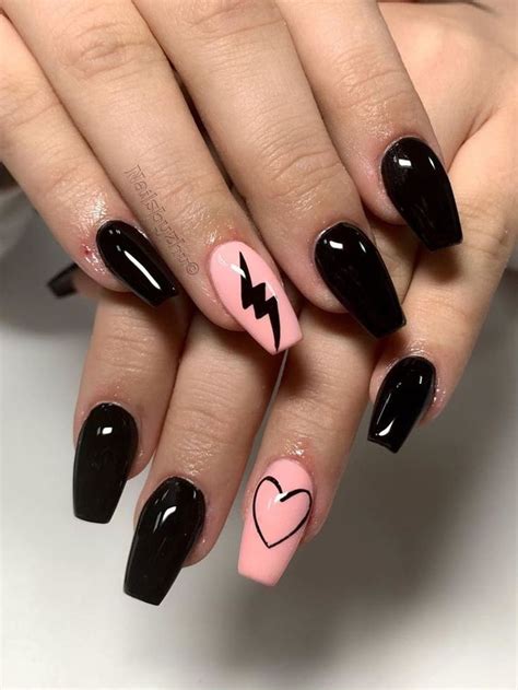 Black Long Coffin Nails With Diamonds 50 Coffin Acrylic Nail Designs