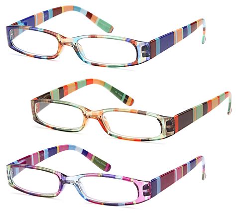 Gamma Ray 3 Pairs Ladies Fashion Readers Colorful Reading Glasses Color Block 849344038962 Ebay