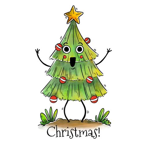 Cute Smiling Christmas Tree Vector 169687 Vector Art At Vecteezy