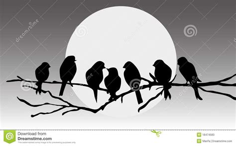 Birds sitting on a branch | Bird silhouette, Silhouette art, Bird art print
