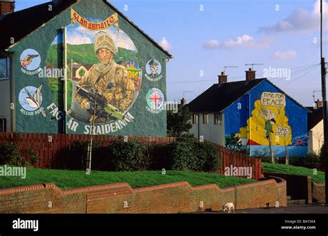 Murals On The Wall Of A House Belfast County Antrim Ulster Northern Ireland United Kingdom
