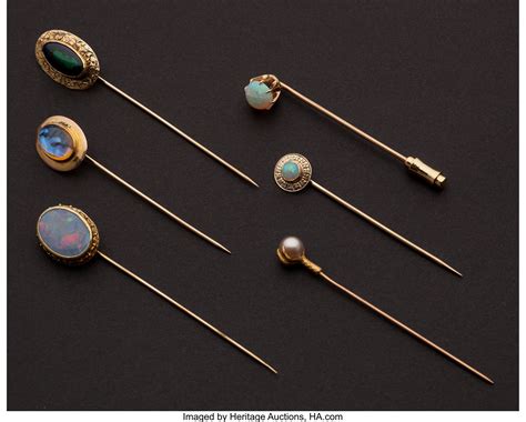 Six Antique Stick Pins Total 6 Item Estate Jewelry Stick Lot