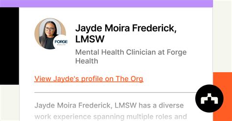 Jayde Moira Frederick Lmsw Mental Health Clinician At Forge Health