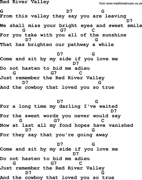 Red River Valley By Marty Robbins Lyrics And Chords