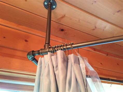 Gracious fast customize shower curtains diy idyllic. Used black iron piping to create a shower curtain rod that surrounds our corner jetted tub ...