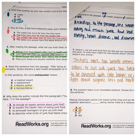 Readworks answers ― all the stories and chapters: Elementary Teacher Files: Color Coding Reading Passages