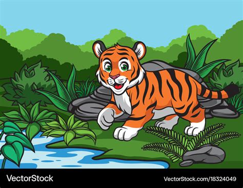 Young Tiger In Jungle Royalty Free Vector Image