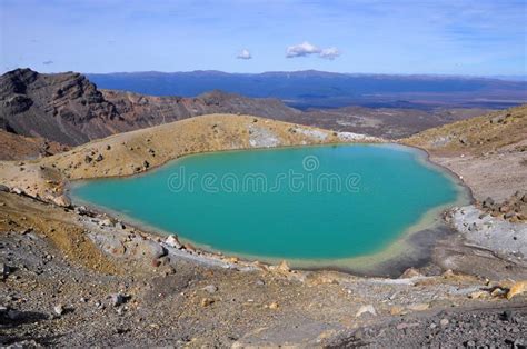 Panorama View Of Colorful Emerald Lakes And Volcanic Landscape